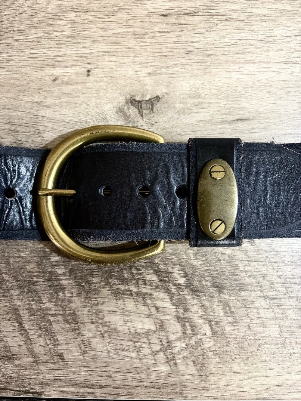 LP LINEA PELLE Black VINTAGE COLLECTION Wide Waist BELT w Large BRASS Buckle